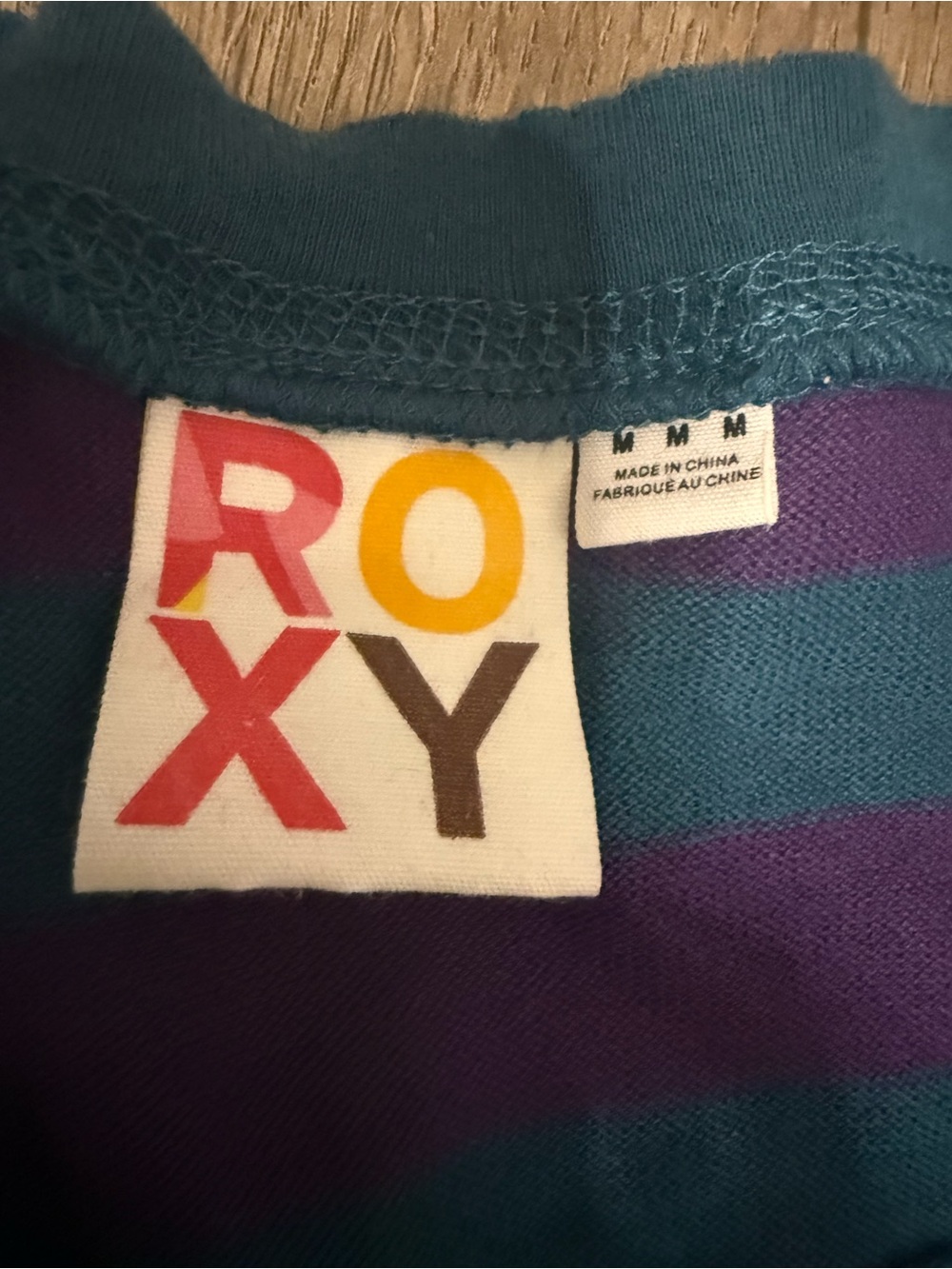 Roxy Teal and Purple Striped Long Sleeve Henley Top - Picture 12 of 12